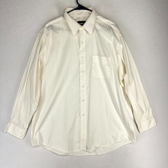 Club Room Easy Care White Button Down Shirt Mens Size XL 17 1/2 / 34/35 - Picture 1 of 8